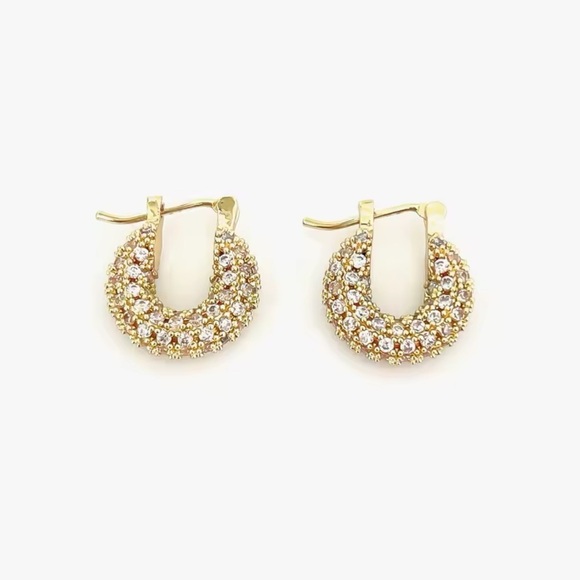 Crystal Baby Small Gold Hoop Earrings - Picture 1 of 5